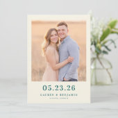 Save The Date Photo Vintage Beige Chaud (Debout devant)