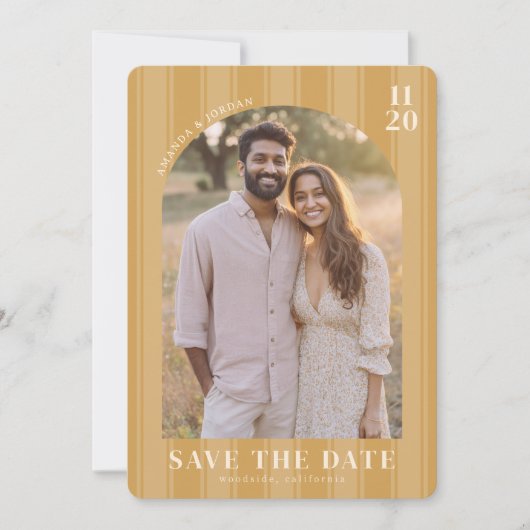 Save The Date Photo Vintage Beige Chaud (Devant)