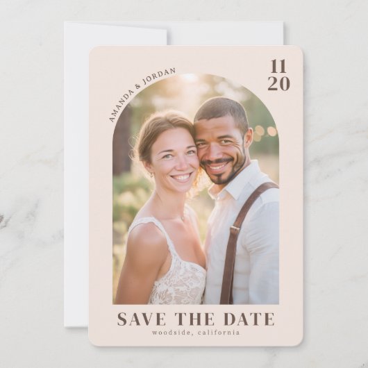 Save The Date Photo Vintage Beige Nostalgique (Devant)