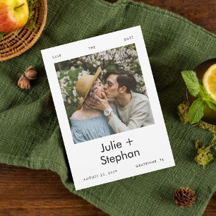 Save The Date Photo Vintage Romantique Texte Simple Mariage Déco