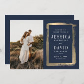 Save The Date Photo Wedding moderne Gold Painted Frame (Devant / Derrière)