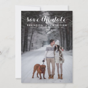 Save The Date Photo Whimsical Script Blanc Enregistrer La Date