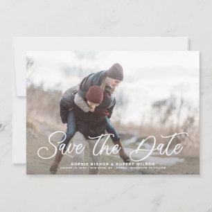 Save The Date Photo White Simple Calligraphie