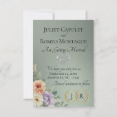 Save The Date Photo, Wildflowers & Leaf Monogram - Sage (Dos)
