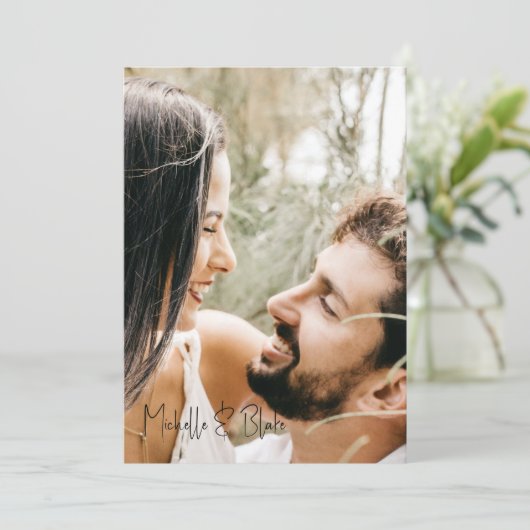 Save The Date Photo Wispy Boho Floral Wedding Enregistrer la dat (Debout devant)