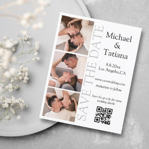 Save The Date photobooth script moderne 3 photos code qr minimum