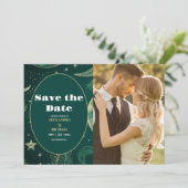 Save The Date PhotoEmerald Vert Or Céleste Mariage (Debout devant)