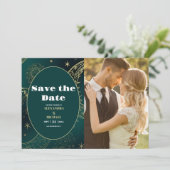 Save The Date PhotoEmerald Vert Or Céleste Mariage (Debout devant)