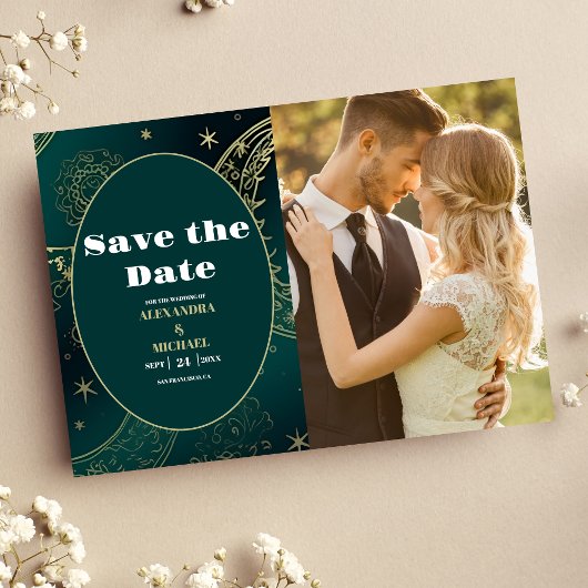 Save The Date PhotoEmerald Vert Or Céleste Mariage