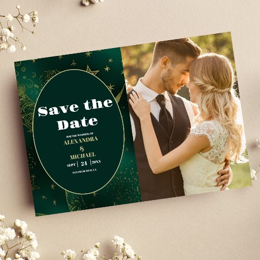 Save The Date PhotoEmerald Vert Or Céleste Mariage