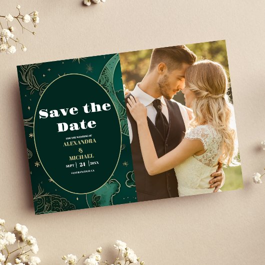 Save The Date PhotoEmerald Vert Or Céleste Mariage