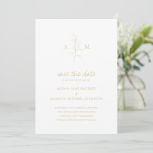 Save The Date Photographie botanique d'or propre Mariage élégant
