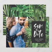 Save The Date Photographie de feuille de palme tropicale et de f (Devant / Derrière)