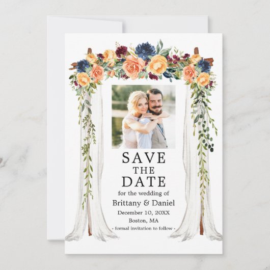 Save The Date Photographie de la Canopée de Mariage Florale Mixt (Devant)