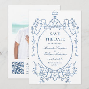 Save The Date Photographie de Mariage couleur bleu couleur orné