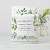 Save The Date Photographie de mariage rustique en forêt verdoyan (Debout devant)