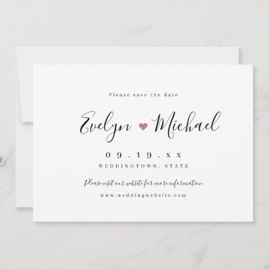 Save The Date Photographie de script simple et moderne enregistr (Dos)