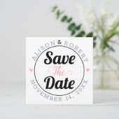 Save The Date Photographie de typographie bleu et rose poussiére (Debout devant)