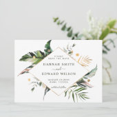 Save The Date Photographie du Mariage d'or vert du feuillage tro (Debout devant)