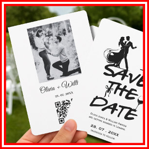 Save The Date Photographie du Mariage du code QR Whimsical Funky