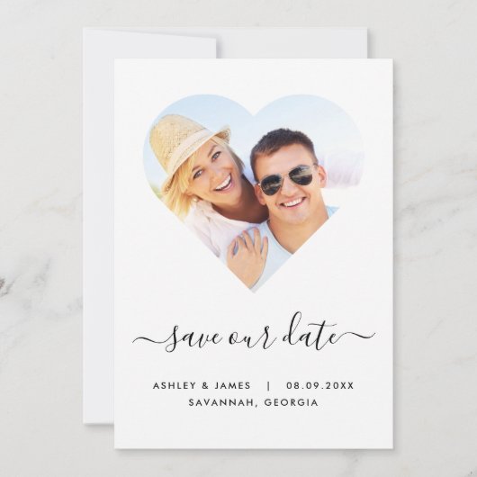 Save The Date Photographie en forme de coeur Mariage Enregistrer (Devant)
