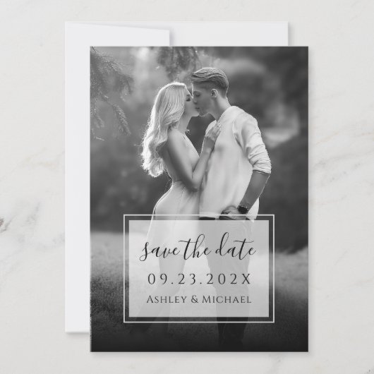 Save The Date Photographie et script noir et blanc Mariage trans (Devant)