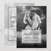Save The Date Photographie et script noir et blanc Mariage trans (Devant / Derrière)
