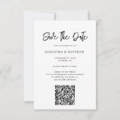 Save The Date Photographie manuscrite Code QR de mariage élégant (Dos)