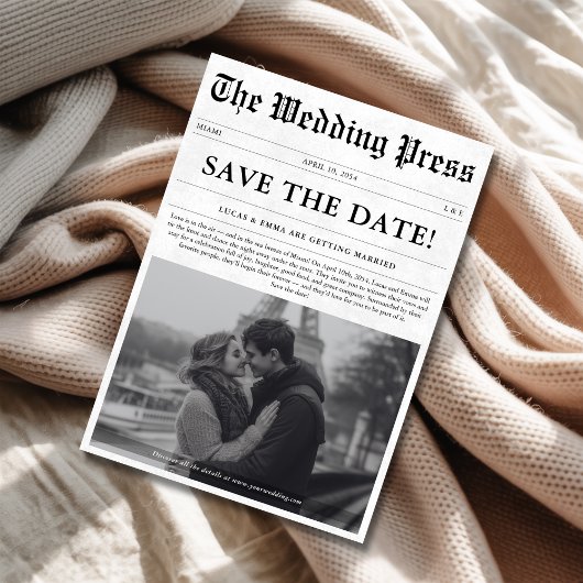 Save The Date Photographie Mariage du journal classique noir et 