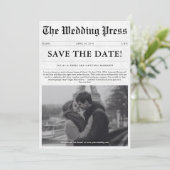 Save The Date Photographie Mariage du journal classique noir et  (Debout devant)