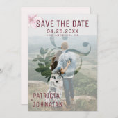 Save The Date Photographie mariage moderne d'esperluette rose ma (Devant / Derrière)