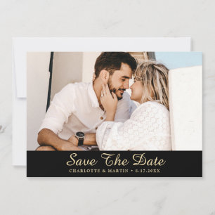 Save The Date Photographie Mariage noir et or Enregistrer les ca