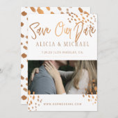 Save The Date Photographie moderne Faux Métal Or Foil Typographi (Devant / Derrière)