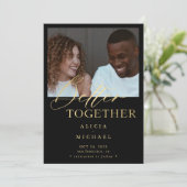 Save The Date Photographie moderne faux or script simple mariage (Debout devant)