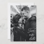 Save The Date Photographie noir blanc Mariage d'écriture moderne (Devant)