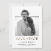 Save The Date Photographie noir et blanc Gold Texte Enregistrer  (Devant)