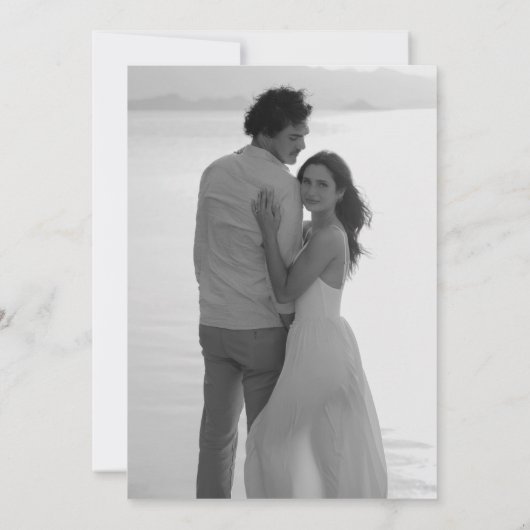 Save The Date Photographie noir et blanc Gold Texte Enregistrer  (Dos)