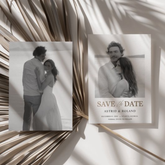 Save The Date Photographie noir et blanc Gold Texte Enregistrer 