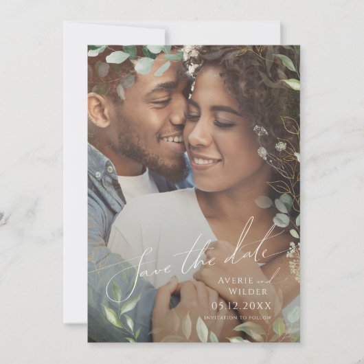 Save The Date Photographie noir et or Code QR (Devant)