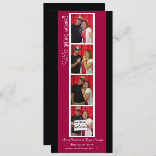 Save The Date Photomaton Créatif Enregistrer la Date (Rouge & No (Devant / Derrière)