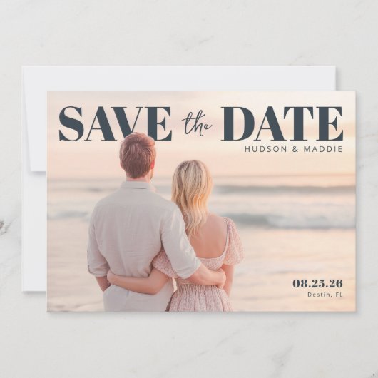 Save The Date PhotoPop Enregistrez la Date Élégant (Devant)