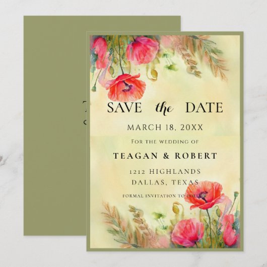 Save The Date Photos d'aquarelle Mariage de printemps (Devant / Derrière)