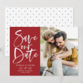 Save The Date Photos de calfeutrage de pinceau rouge (Devant / Derrière)