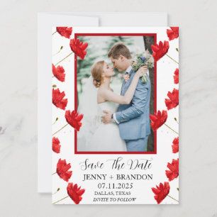 Save The Date Photos de l'aquarelle Elégant Rouge Floral Photo