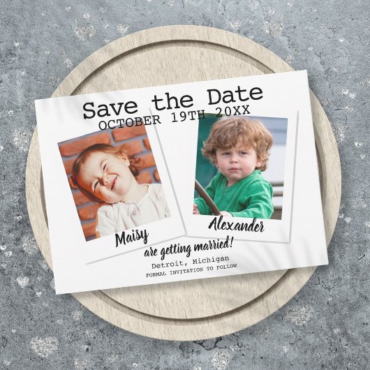 Save The Date Photos d'enfance modernes pour mariage