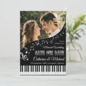 Save The Date Piano Music Black & White Photo QR Code Mariage (Debout devant)
