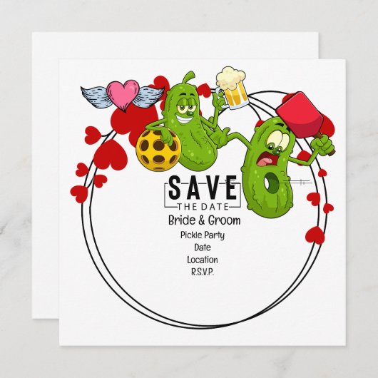 Save The Date Pickleball Enregistrer la date Mariage Drôle invit (Devant / Derrière)