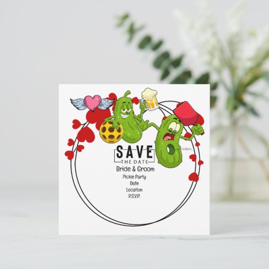Save The Date Pickleball Enregistrer la date Mariage Drôle invit (Debout devant)