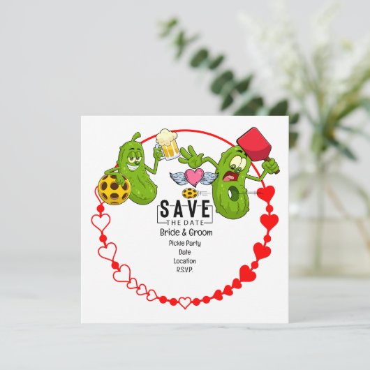 Save The Date Pickleball Enregistrer la date Mariage Drôle invit (Debout devant)