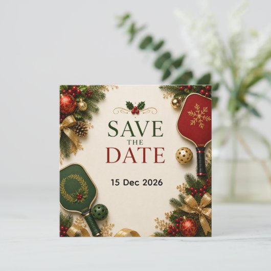 Save The Date Pickleball thème Noël (Debout devant)